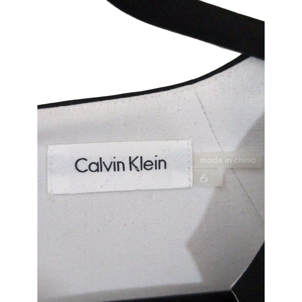 Calvin Klein Sheath Dress Womens 6 Black Cap Sleeve Cut Out Neck LBD Career Date - Picture 6 of 13